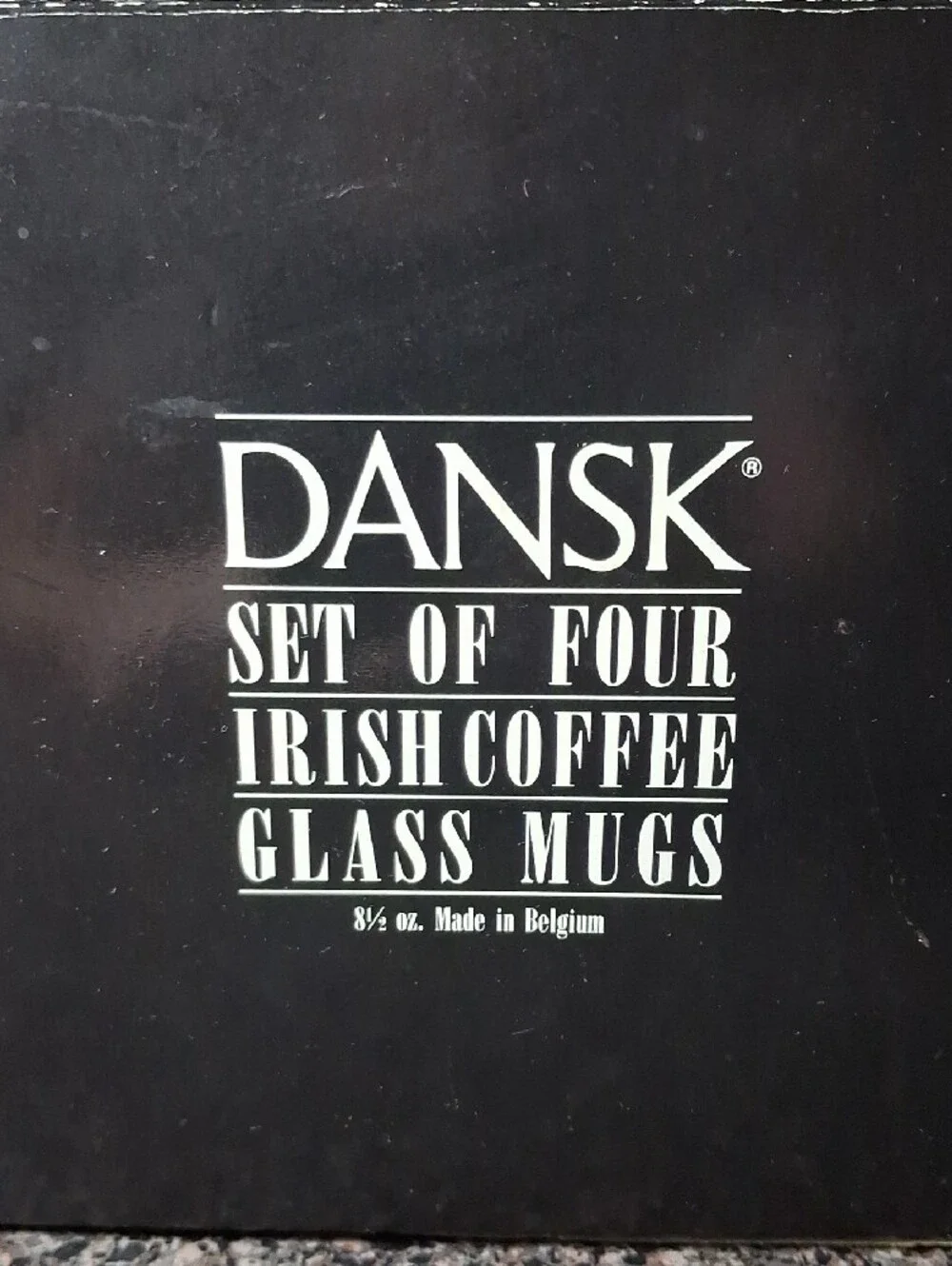 Dansk MCM Clear Glass Irish Coffee Mugs Set (4) New In Box